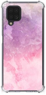 B2Ctelecom Smartphone hoesje Samsung Galaxy A12 Stevige Telefoonhoesje met transparante rand Pink Purple Paint