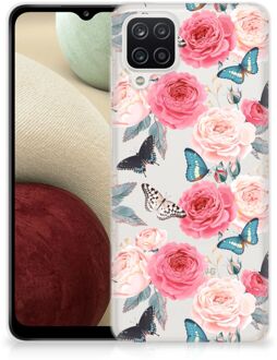 B2Ctelecom Smartphone hoesje Samsung Galaxy A12 Telefoontas Butterfly Roses