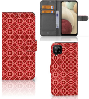 B2Ctelecom Smartphone Hoesje Samsung Galaxy A12 Wallet Book Case Batik Red