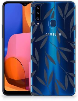 B2Ctelecom Smartphone hoesje Samsung Galaxy A20s Back Case Siliconen Hoesje met Foto Leaves Blue