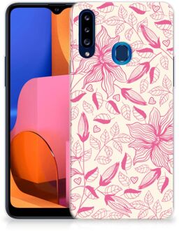 B2Ctelecom Smartphone hoesje Samsung Galaxy A20s Silicone Case Roze Bloemen