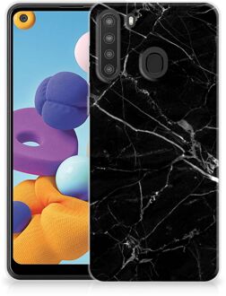 B2Ctelecom Smartphone hoesje Samsung Galaxy A21 Transparant Hoesje Marmer Zwart