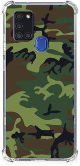 B2Ctelecom Smartphone hoesje Samsung Galaxy A21s Anti-shock Hoesje met foto met transparante rand Camouflage