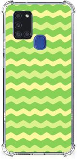 B2Ctelecom Smartphone hoesje Samsung Galaxy A21s Beschermhoesje met transparante rand Waves Green