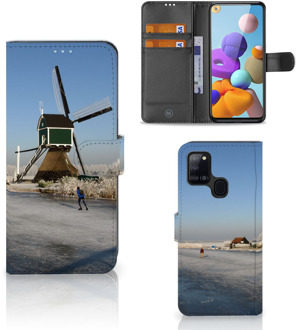 B2Ctelecom Smartphone Hoesje Samsung Galaxy A21s Boekhoesje Tekst Schaatsers