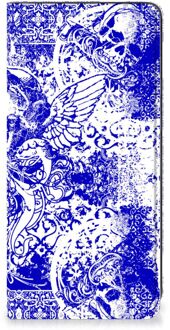 B2Ctelecom Smartphone Hoesje Samsung Galaxy A21s Book Style Case Angel Skull Blue