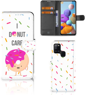 B2Ctelecom Smartphone Hoesje Samsung Galaxy A21s Bookcase met Quotes Donut Cadeautjes voor Meisjes