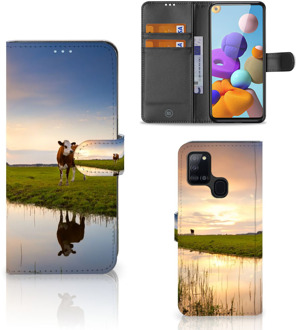 B2Ctelecom Smartphone Hoesje Samsung Galaxy A21s Flip Case Koe