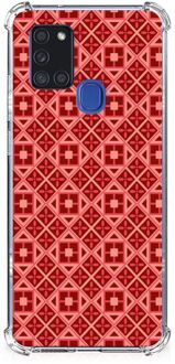 B2Ctelecom Smartphone hoesje Samsung Galaxy A21s Hoesje ontwerpen met transparante rand Batik Red