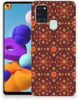 B2Ctelecom Smartphone hoesje Samsung Galaxy A21s Leuk Case Batik Brown