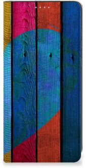 B2Ctelecom Smartphone Hoesje Samsung Galaxy A21s Mobiel Bookcase Wood Heart