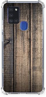 B2Ctelecom Smartphone hoesje Samsung Galaxy A21s Mobiel Hoesje met transparante rand Steigerhout