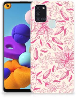 B2Ctelecom Smartphone hoesje Samsung Galaxy A21s Silicone Case Roze Bloemen