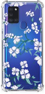 B2Ctelecom Smartphone hoesje Samsung Galaxy A21s Siliconen Hoesje met transparante rand Blossom White