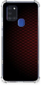 B2Ctelecom Smartphone hoesje Samsung Galaxy A21s Smartphone Hoesje met foto met transparante rand Geruit Rood