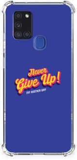 B2Ctelecom Smartphone hoesje Samsung Galaxy A21s TPU Silicone Hoesje met transparante rand Never Give Up