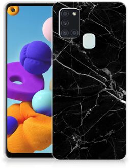 B2Ctelecom Smartphone hoesje Samsung Galaxy A21s Transparant Hoesje Marmer Zwart