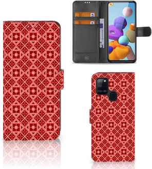 B2Ctelecom Smartphone Hoesje Samsung Galaxy A21s Wallet Book Case Batik Red