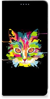 B2Ctelecom Smartphone Hoesje Samsung Galaxy A21s Wallet Case Leuke Verjaardagscadeaus Cat Color