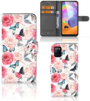 B2Ctelecom Smartphone Hoesje Samsung Galaxy A31 Flipcase Cadeautjes voor Moederdag Butterfly Roses