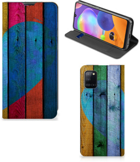 B2Ctelecom Smartphone Hoesje Samsung Galaxy A31 Mobiel Bookcase Wood Heart