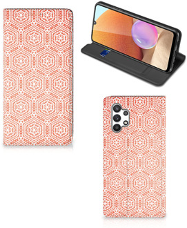 B2Ctelecom Smartphone Hoesje Samsung Galaxy A32 4G Mobiel Hoesje Pattern Orange