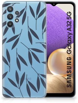 B2Ctelecom Smartphone hoesje Samsung Galaxy A32 5G Back Case Siliconen Hoesje met Foto Leaves Blue