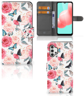 B2Ctelecom Smartphone Hoesje Samsung Galaxy A32 5G Flipcase Cadeautjes voor Moederdag Butterfly Roses