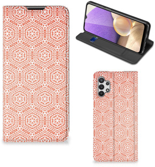 B2Ctelecom Smartphone Hoesje Samsung Galaxy A32 5G Mobiel Hoesje Pattern Orange