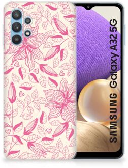 B2Ctelecom Smartphone hoesje Samsung Galaxy A32 5G Silicone Case Roze Bloemen