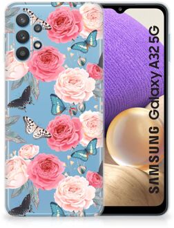 B2Ctelecom Smartphone hoesje Samsung Galaxy A32 5G Telefoontas Butterfly Roses