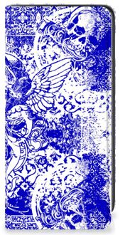 B2Ctelecom Smartphone Hoesje Samsung Galaxy A41 Book Style Case Angel Skull Blue