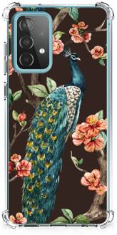 B2Ctelecom Smartphone hoesje Samsung Galaxy A52 4G/5G Beschermhoesje met transparante rand Pauw met Bloemen