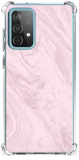 B2Ctelecom Smartphone hoesje Samsung Galaxy A52 4G/5G Telefoonhoesje met tekst met transparante rand Marble Pink