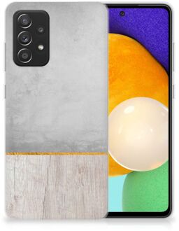 B2Ctelecom Smartphone hoesje Samsung Galaxy A52 (5G/4G) Backcase Siliconen Hoesje Wood Beton