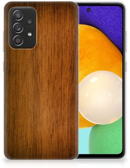 B2Ctelecom Smartphone hoesje Samsung Galaxy A52 (5G/4G) Leuk Case Super als Vaderdag Cadeaus Donker Hout