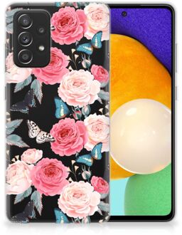 B2Ctelecom Smartphone hoesje Samsung Galaxy A52 (5G/4G) Telefoontas Butterfly Roses