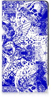 B2Ctelecom Smartphone Hoesje Samsung Galaxy A52 Book Style Case Angel Skull Blue