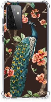 B2Ctelecom Smartphone hoesje Samsung Galaxy A72 4G/5G Beschermhoesje met transparante rand Pauw met Bloemen