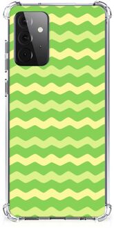 B2Ctelecom Smartphone hoesje Samsung Galaxy A72 4G/5G Beschermhoesje met transparante rand Waves Green