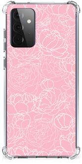 B2Ctelecom Smartphone hoesje Samsung Galaxy A72 4G/5G Stevige Telefoonhoesje met transparante rand Witte Bloemen