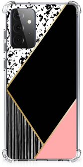 B2Ctelecom Smartphone hoesje Samsung Galaxy A72 4G/5G TPU Silicone Hoesje met transparante rand Black Pink Shapes