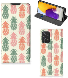 B2Ctelecom Smartphone Hoesje Samsung Galaxy A72 (5G/4G) Leuk Bookcase Ananas