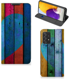 B2Ctelecom Smartphone Hoesje Samsung Galaxy A72 (5G/4G) Mobiel Bookcase Wood Heart