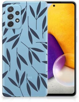 B2Ctelecom Smartphone hoesje Samsung Galaxy A72 Back Case Siliconen Hoesje met Foto Leaves Blue