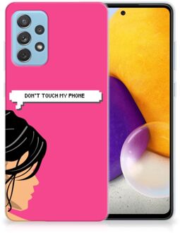 B2Ctelecom Smartphone hoesje Samsung Galaxy A72 Back Case Siliconen Hoesje Woman Don't Touch My Phone