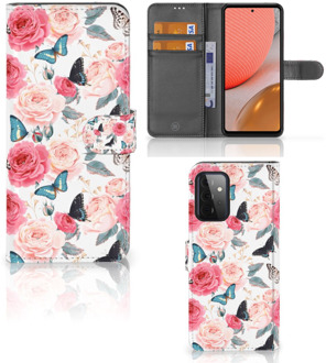 B2Ctelecom Smartphone Hoesje Samsung Galaxy A72 Flipcase Cadeautjes voor Moederdag Butterfly Roses