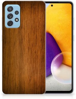 B2Ctelecom Smartphone hoesje Samsung Galaxy A72 Leuk Case Super als Vaderdag Cadeaus Donker Hout