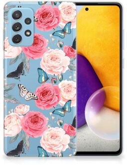 B2Ctelecom Smartphone hoesje Samsung Galaxy A72 Telefoontas Butterfly Roses