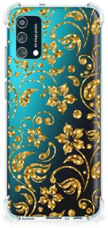 B2Ctelecom Smartphone hoesje Samsung Galaxy M02s | A02s Hoesje Bumper met transparante rand Gouden Bloemen